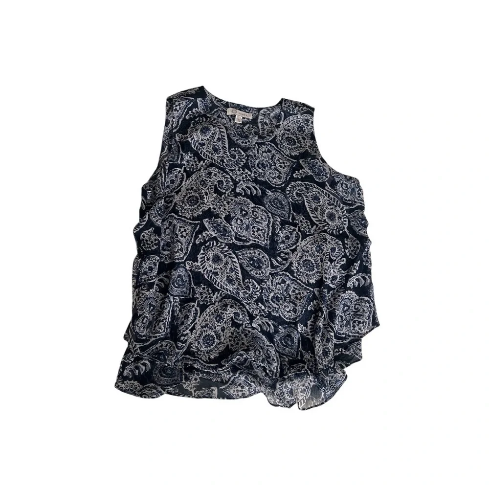 Elegant Navy Paisley Blouse - Picture 1 of 4